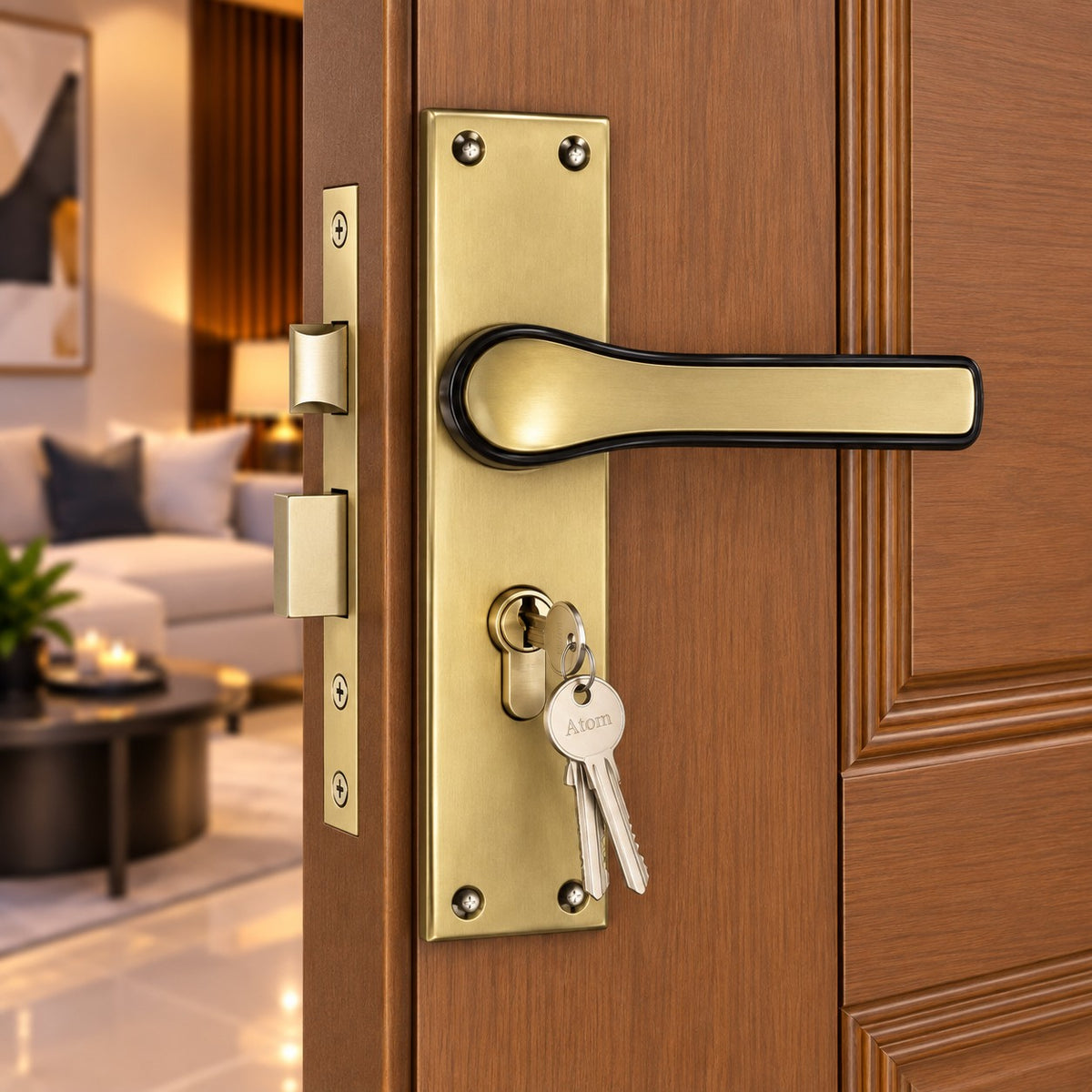 Heavy Duty Zinc Mortise Door Lock, Finish Satin Black (8 inch) (O-43)