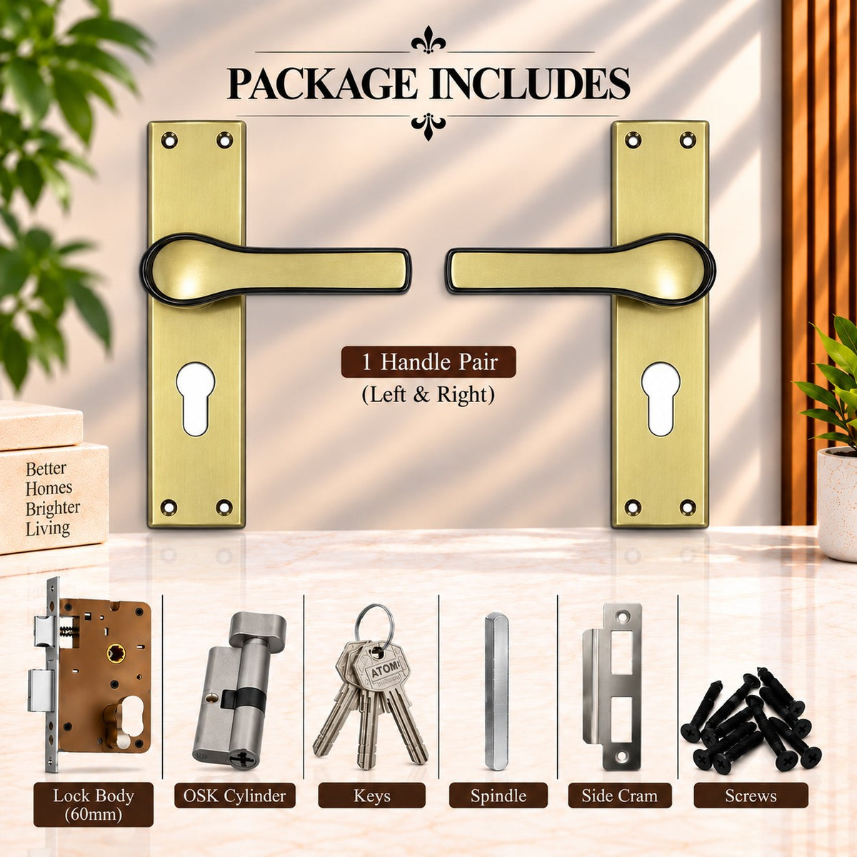 Heavy Duty Zinc Mortise Door Lock, Finish Satin Black (8 inch) (O-43)
