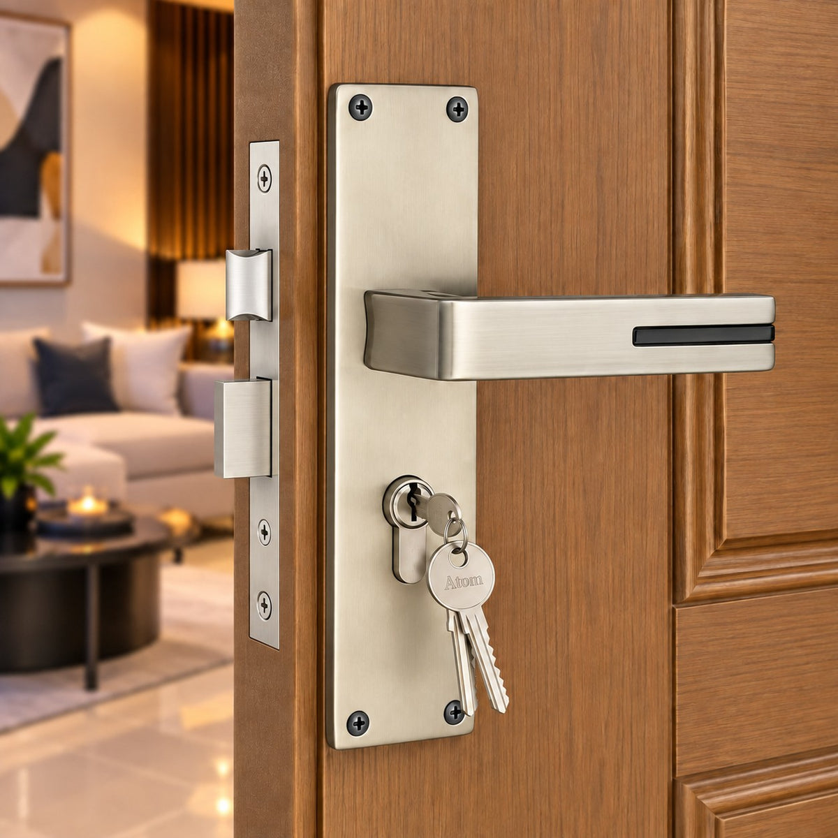 Heavy Duty Zinc Mortise Door Lock, Finish Satin Black (8 inch) (Office O-44)
