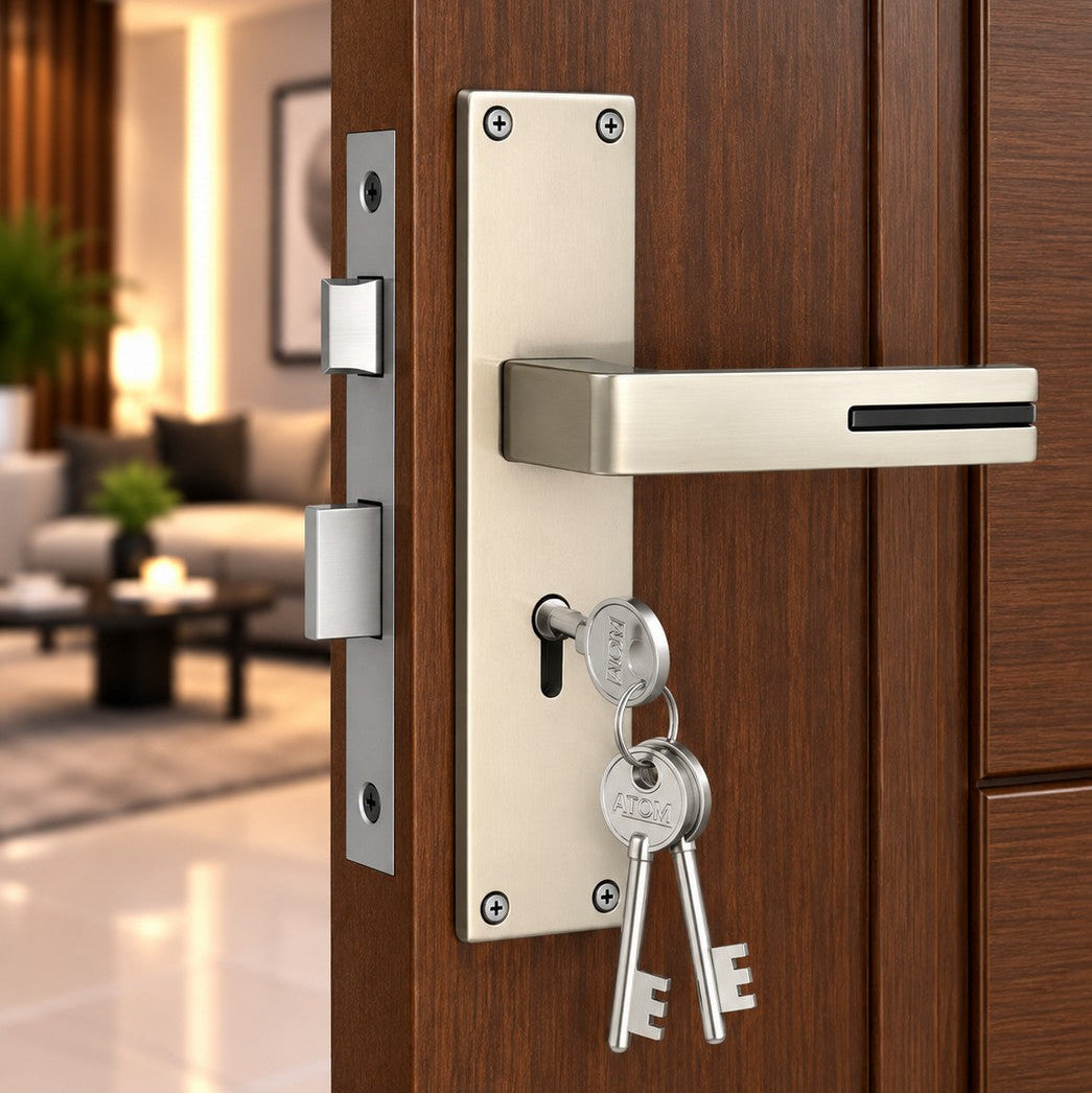 Heavy Duty Zinc Mortise Door Lock, Finish Satin Black (8 inch) (Office O-44)