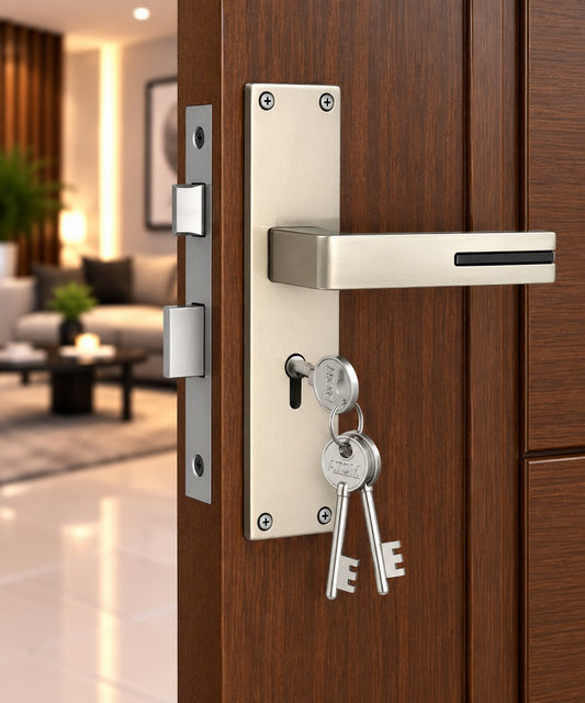 Heavy Duty Zinc Mortise Door Lock, Finish Satin Black (8 inch) (Office O-44)