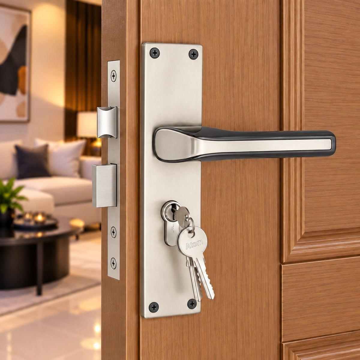 Heavy Duty Zinc Mortise Door Lock, Finish Satin Black (8 inch) (Office O-45)