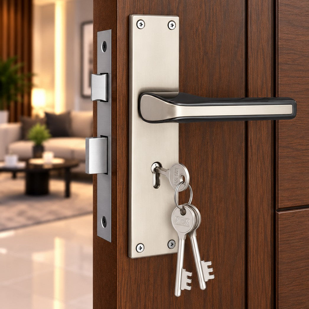 Heavy Duty Zinc Mortise Door Lock, Finish Satin Black (8 inch) (Office O-45)