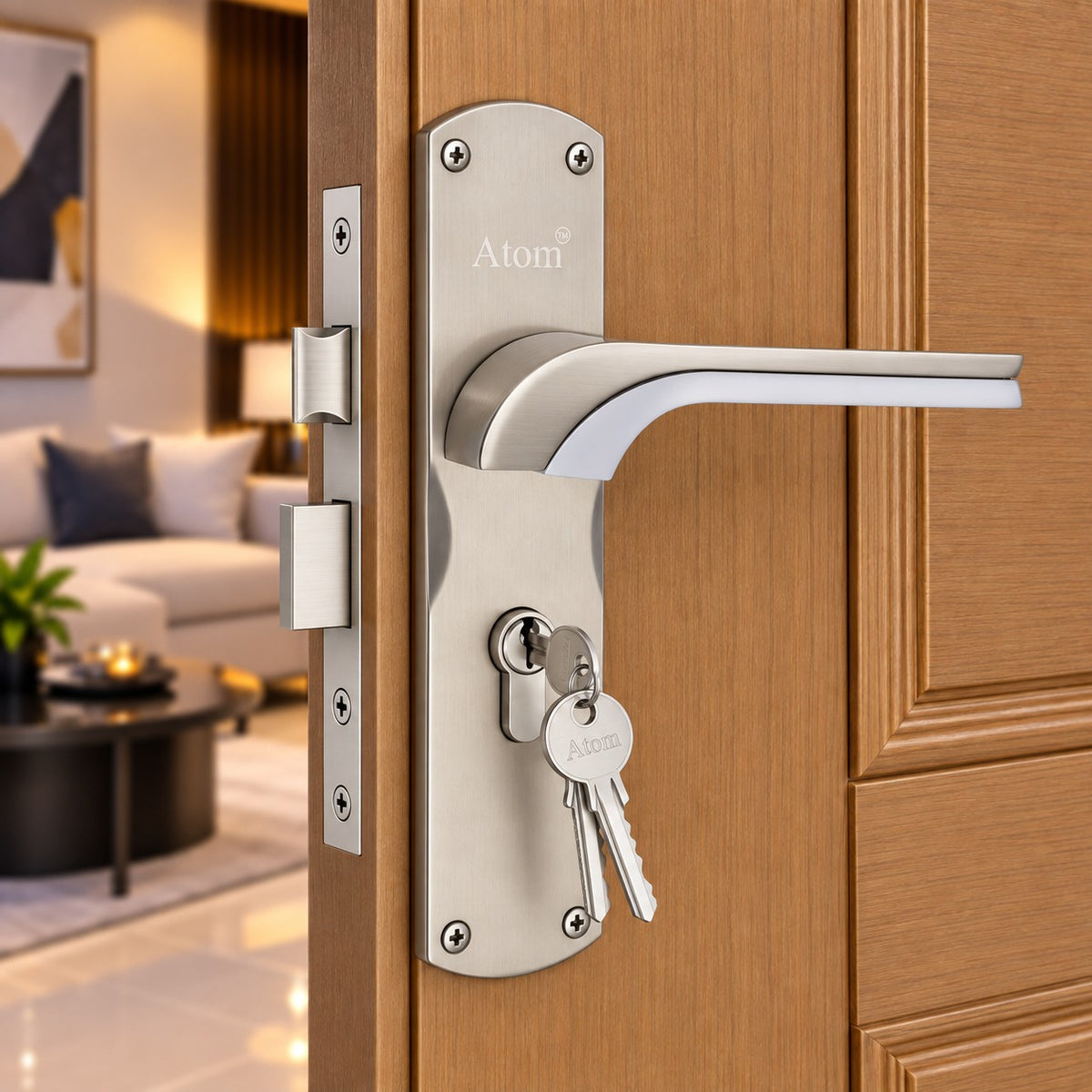 Heavy Duty Zinc Mortise Door Lock, Finish Silver Satin (8 inch) (Office O-46)
