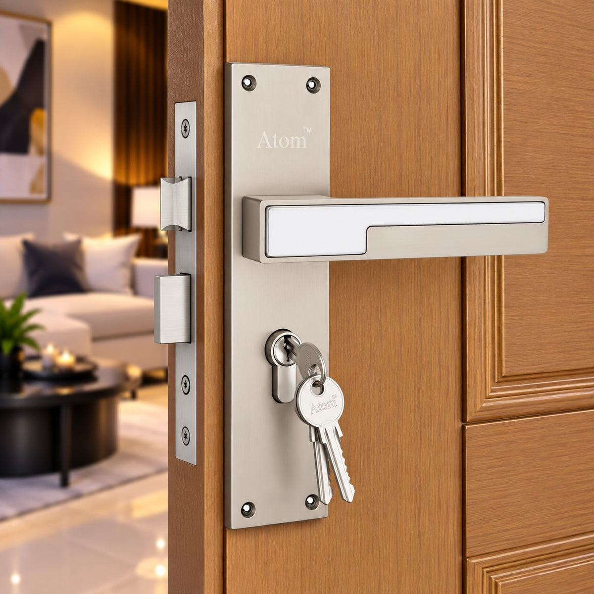 Heavy Duty Zinc Mortise Door Lock, Finish Silver Satin (8 inch) (Office O-47)