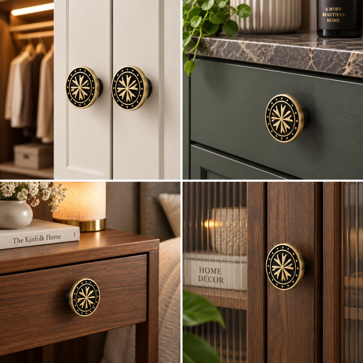 Atom Pack of 6 | 1.6 inches Zinc Knob | Finish Brass Antique | For Cabinet, Drawer, Almirah | knob for Furniture-ZK607