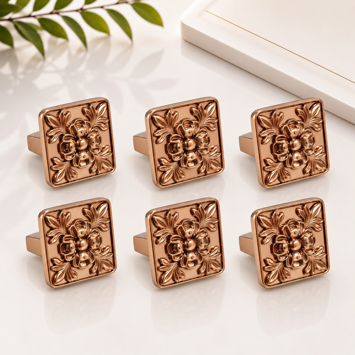 ZK-611 Designer Cabinet Knob | Antique & Rose Gold Furniture Knob | Pack of 6