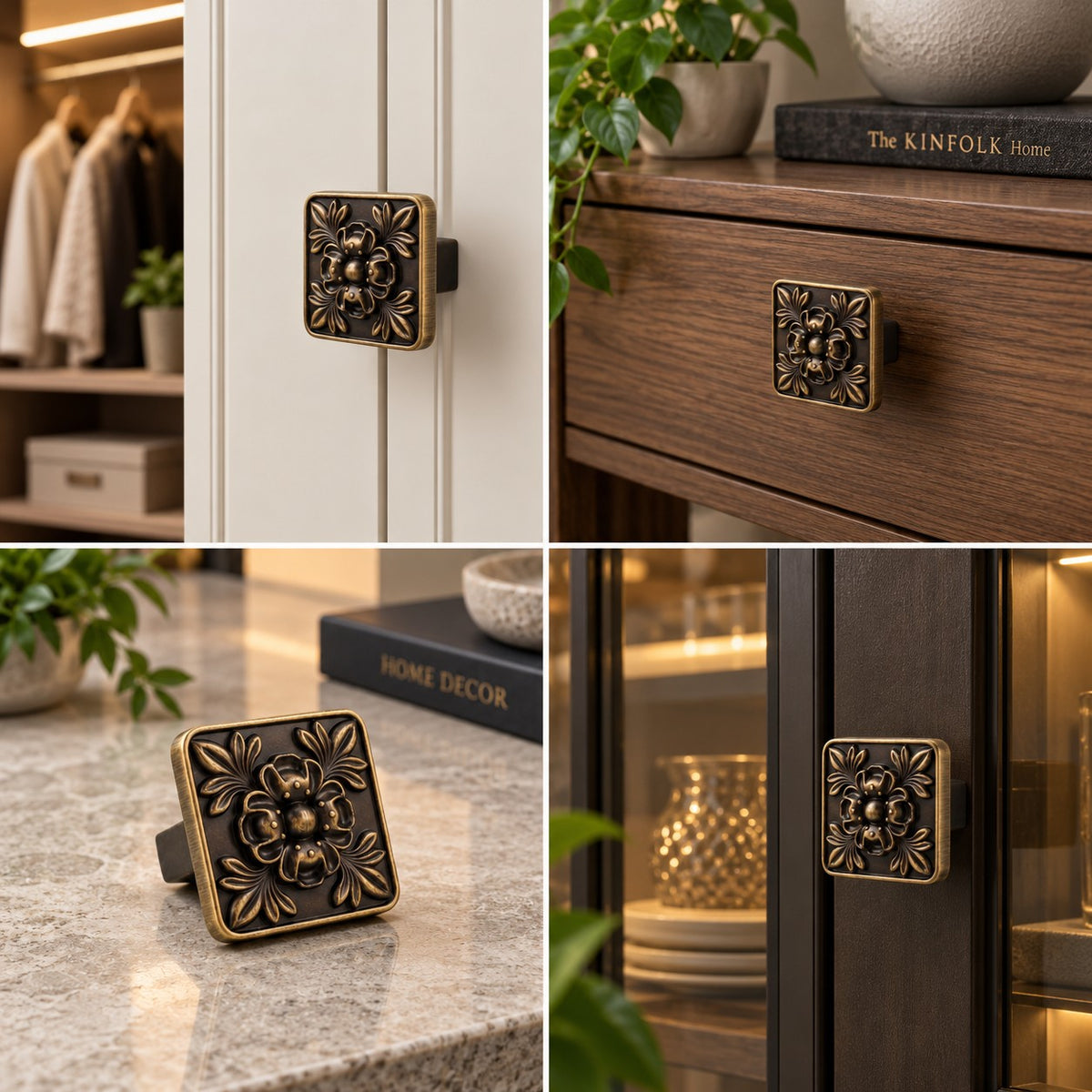 ZK-611 Designer Cabinet Knob | Antique & Rose Gold Furniture Knob | Pack of 6