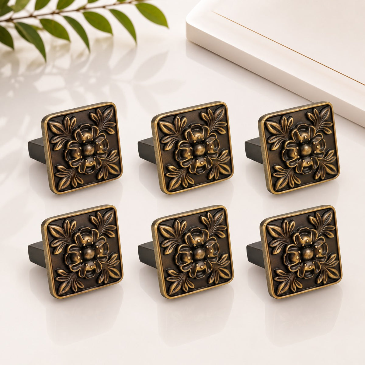 ZK-611 Designer Cabinet Knob | Antique & Rose Gold Furniture Knob | Pack of 6