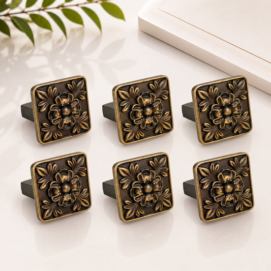 ZK-611 Designer Cabinet Knob | Antique & Rose Gold Furniture Knob | Pack of 6