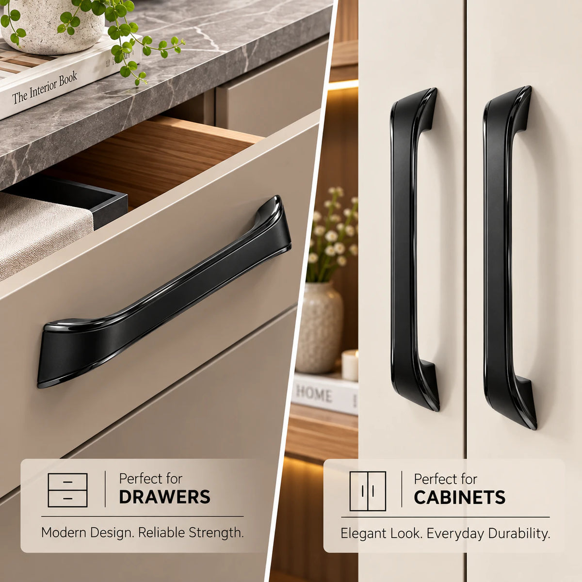 Zinc Cabinet Handle, CPSS & BLACK Finish (252)