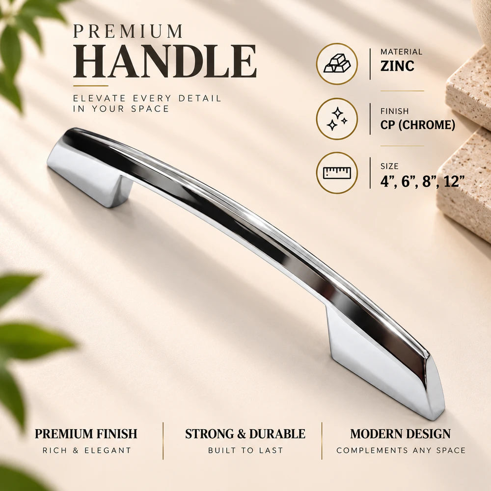 Zinc Cabinet Handle, Finish Black Matt, Brass Antique & CP (CH545)