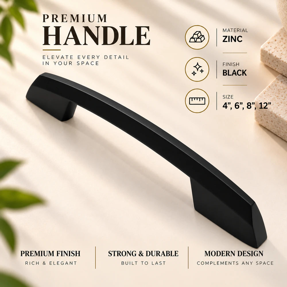 Zinc Cabinet Handle, Finish Black Matt, Brass Antique & CP (CH545)