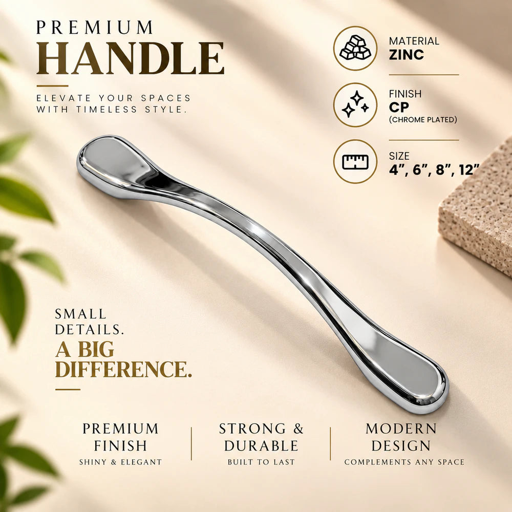 Zinc Cabinet Handle, Finish Black Matt, Brass Antique & CP (CH548)