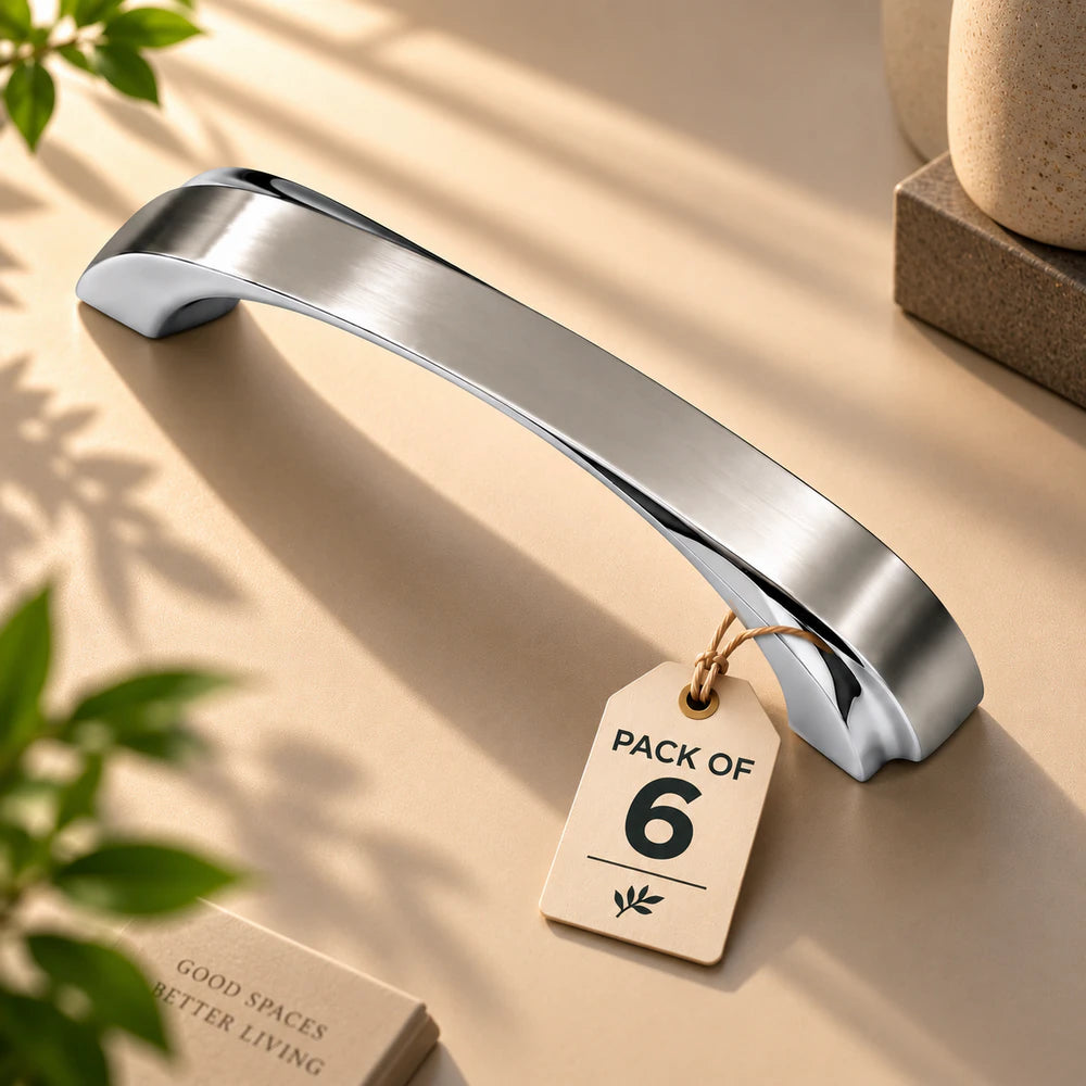 Zinc Cabinet Handle, Finish Black Matt, Brass Antique & CP (6 Pack) (CH550)