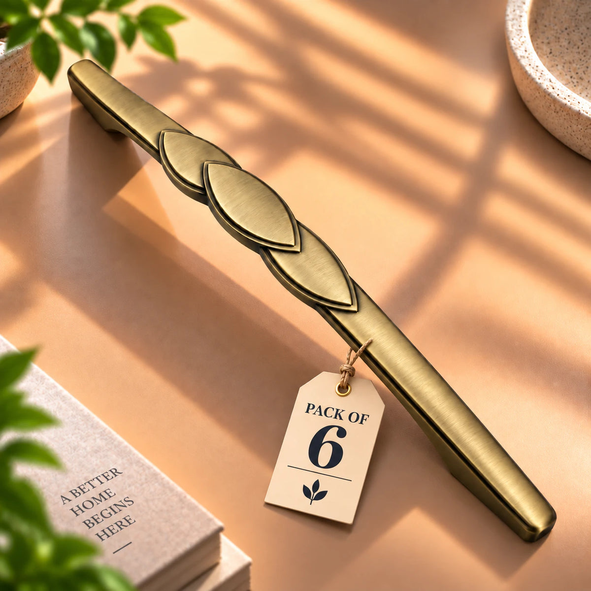 Zinc Cabinet Handle, Finish Brass Antique (6 Pack) (CH225)