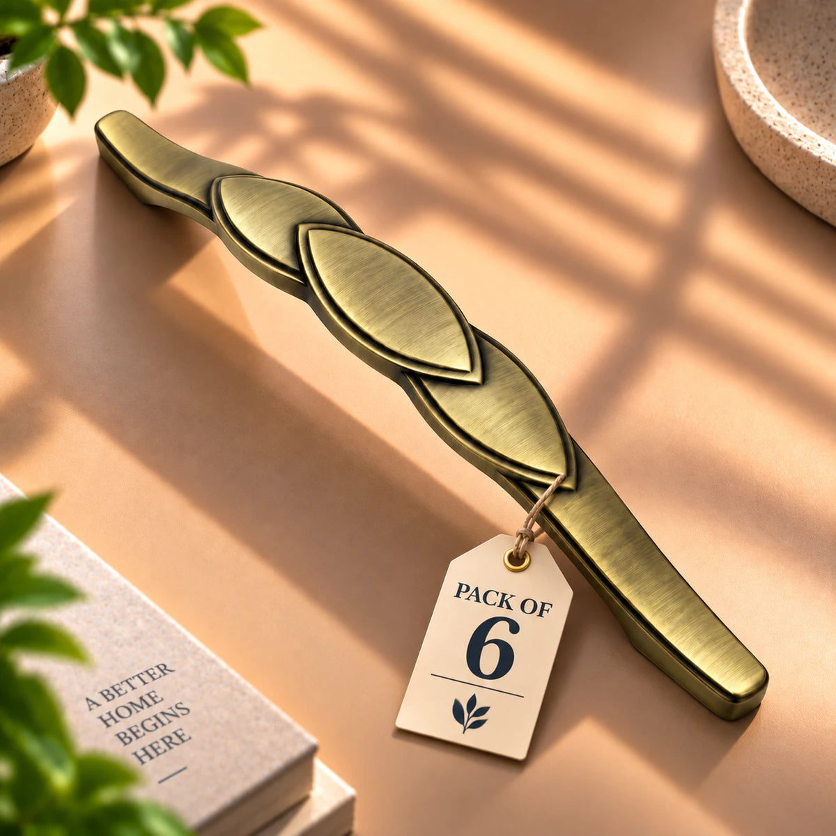 Zinc Cabinet Handle, Finish Brass Antique (6 Pack) (CH225)
