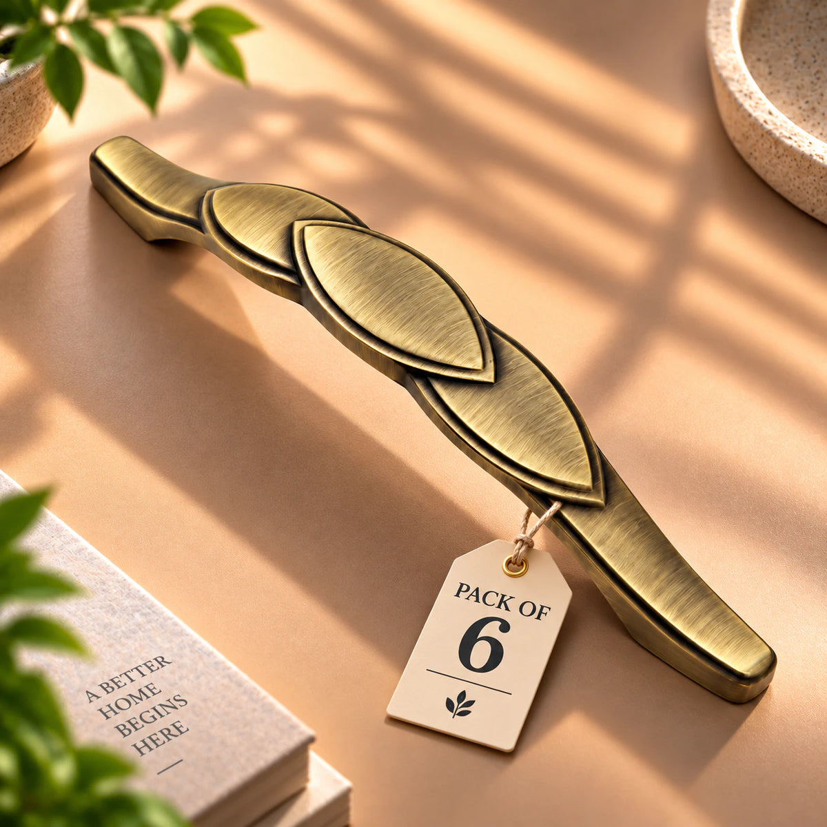 Zinc Cabinet Handle, Finish Brass Antique (6 Pack) (CH225)
