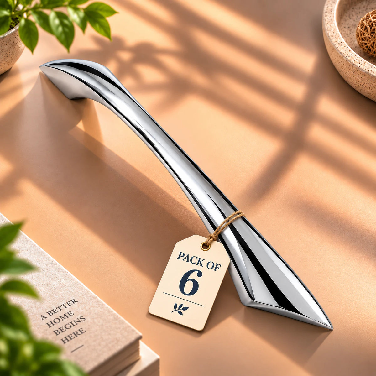 Zinc Cabinet Handle, Finish Silver Satin & CP (6 Pack) (CH212)