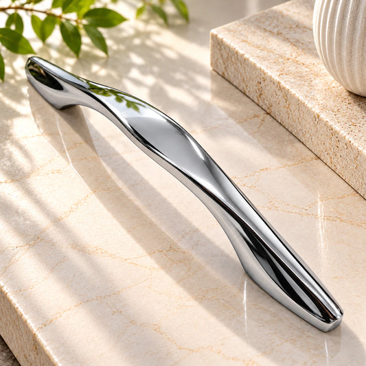 Zinc Cabinet Handle, Finish Silver Satin & CP (6 Pack) (CH218)
