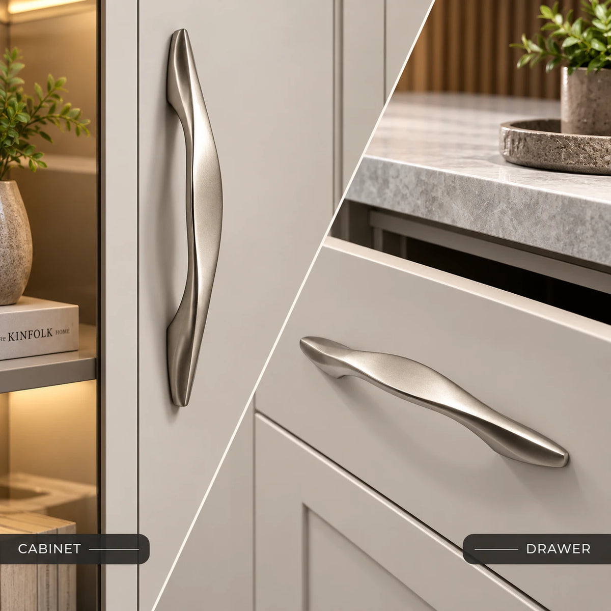 Zinc Cabinet Handle, Finish Silver Satin & CP (6 Pack) (CH218)
