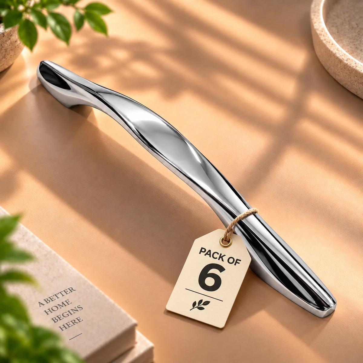 Zinc Cabinet Handle, Finish Silver Satin & CP (6 Pack) (CH218)
