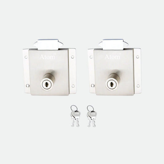 Zinc Door lock, Silver Satin Finish (2 Keys)