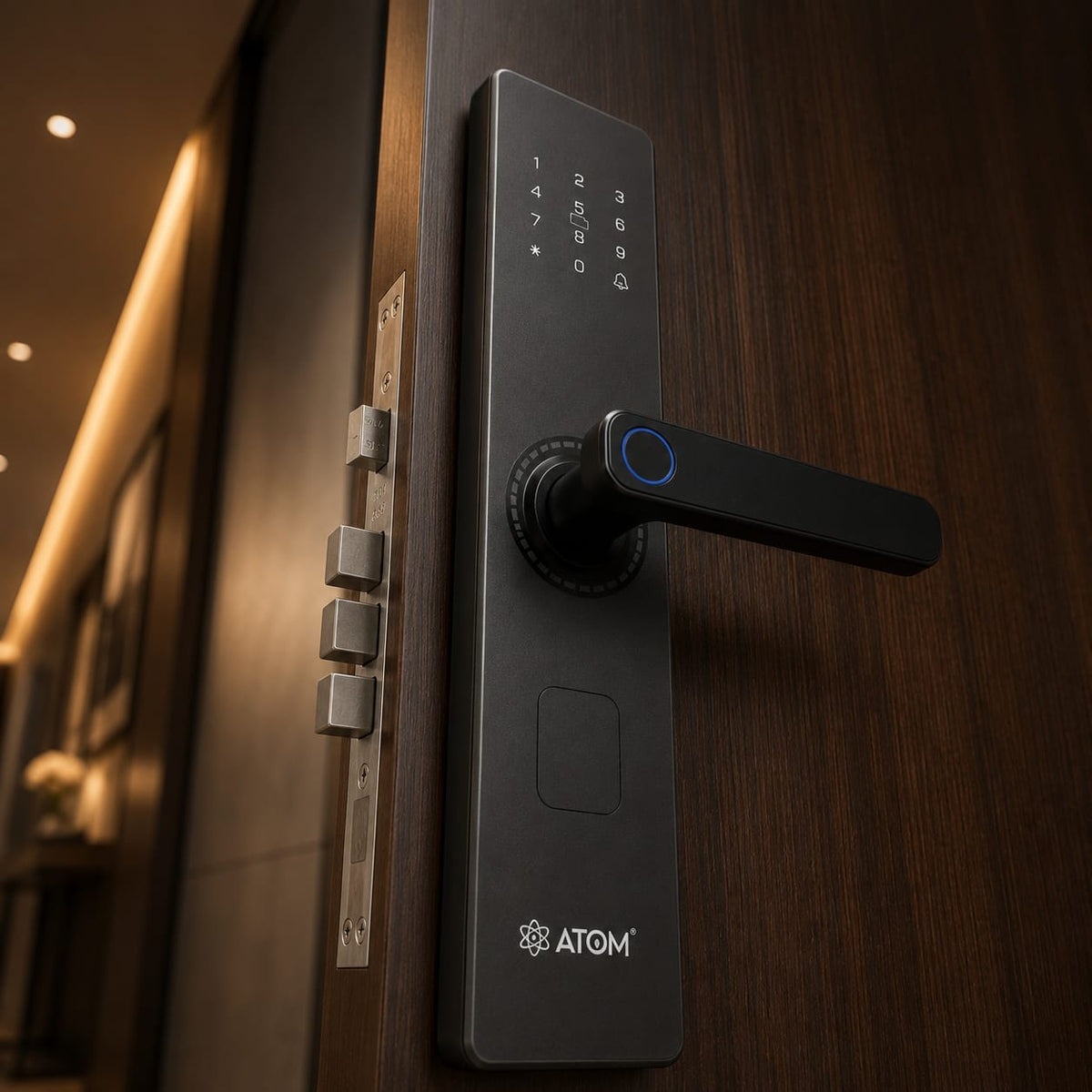 Atom Smart Finger Print Door Lock – 6-Way Keyless Entry with Fingerprint, Password, RFID & App Control