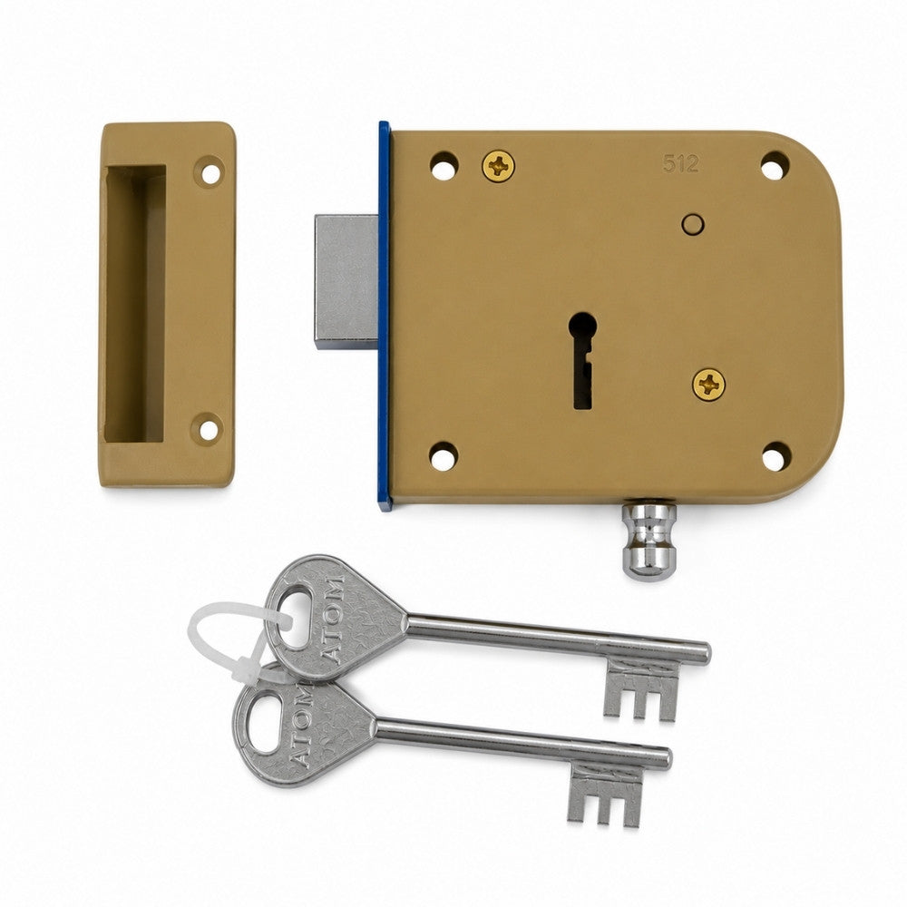 Brass & Iron material Door lock, Silver Satin Finish, 2 Keys (WDL-4)