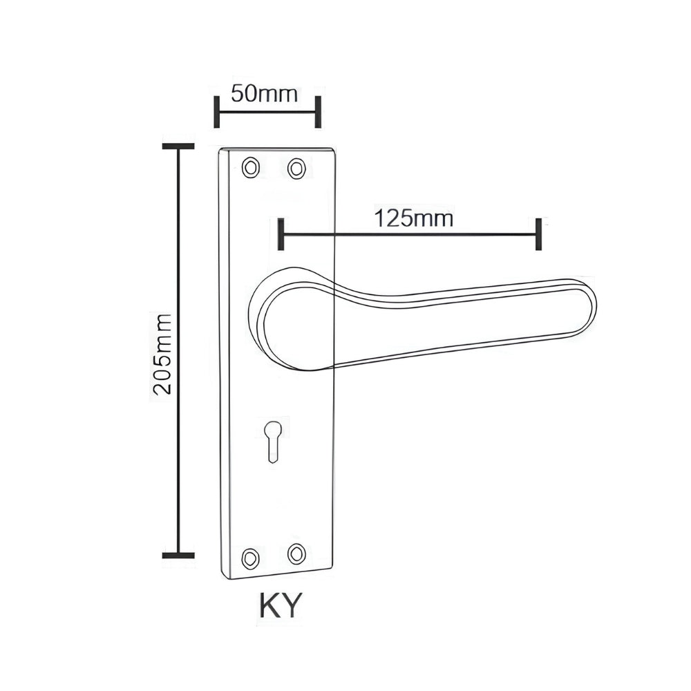 CP/SS Mortice Handle with Lock Plate KY 65mm with Zamak/O-Series (O-77)