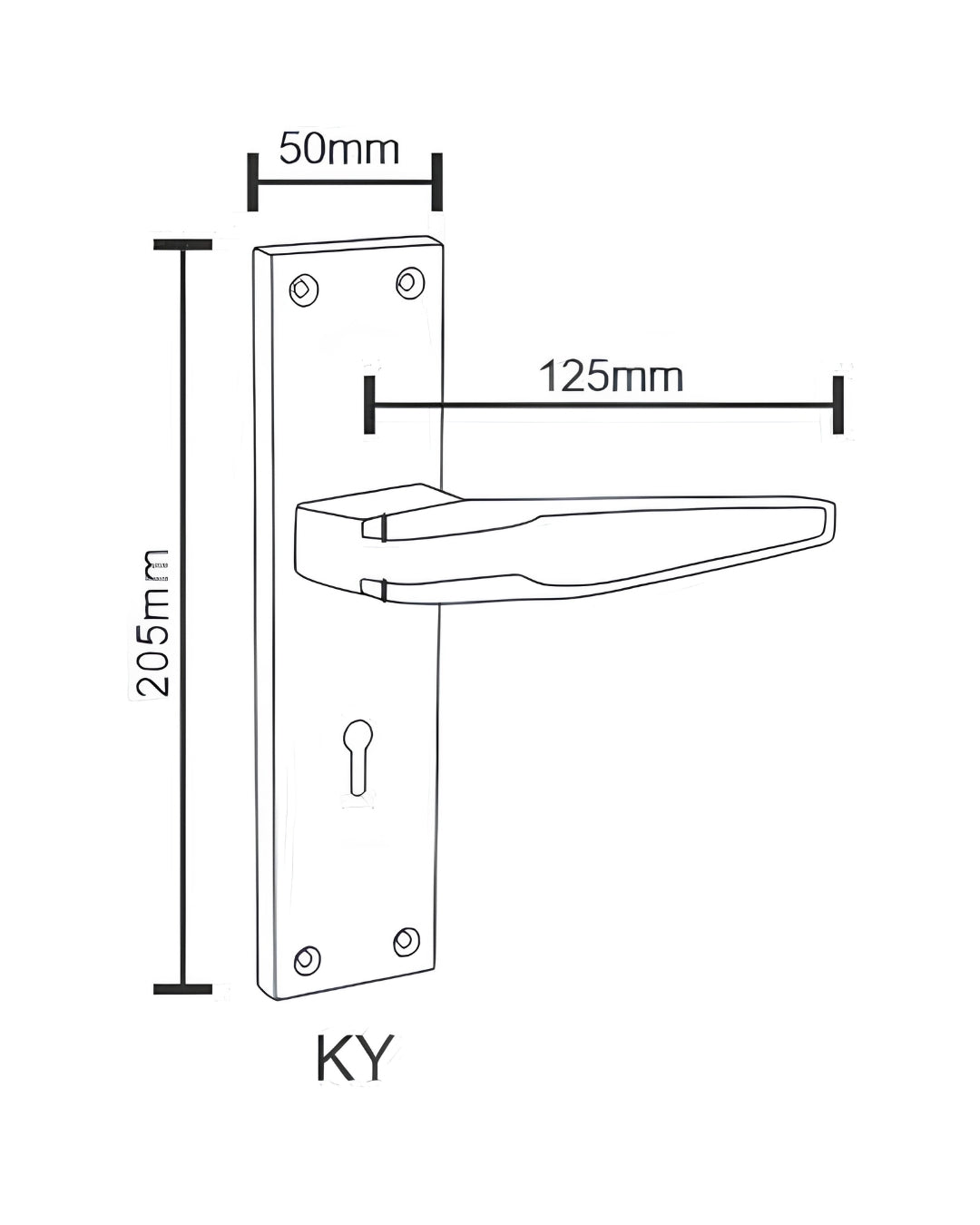 Mortice Coca Black Handle with Lock Plate KY 65mm (O-72)