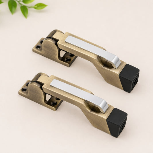 Zinc Door Stopper, Black Silver & Brass Antique  (Pack of 2) (DS002)