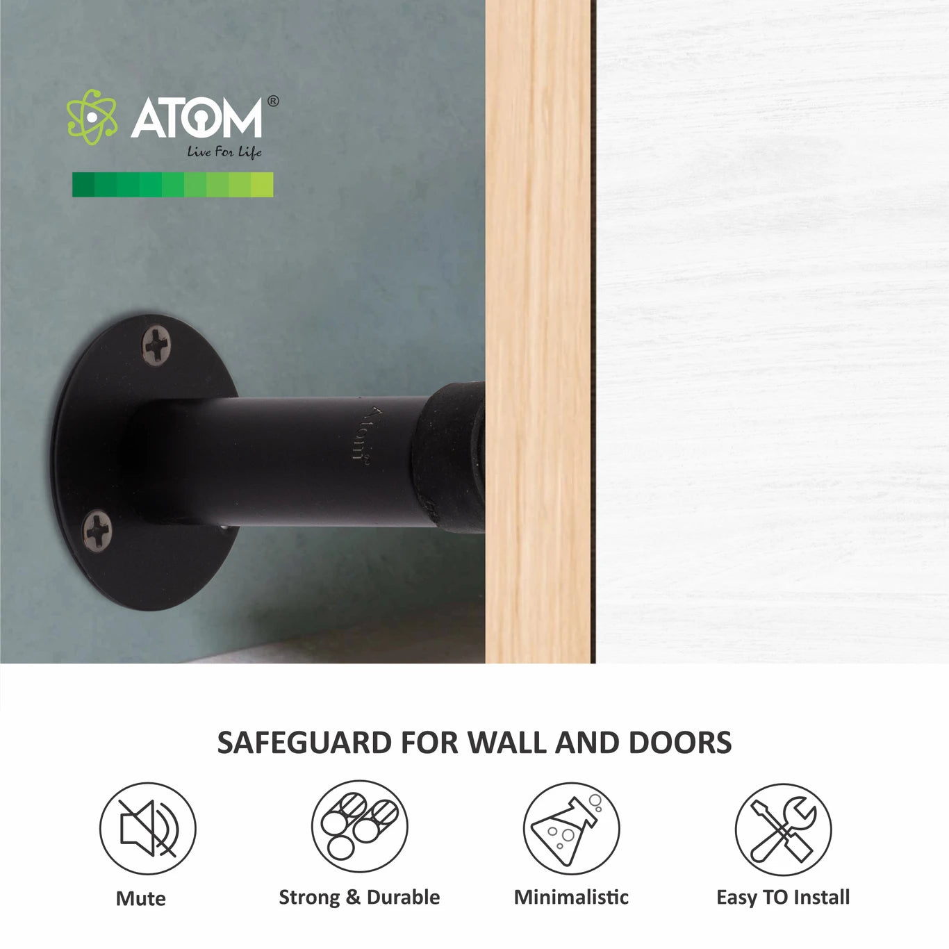 Door Silencer | Premium Door Stopper in SS, Antique, Black & Rose Gold (Pack of 4)