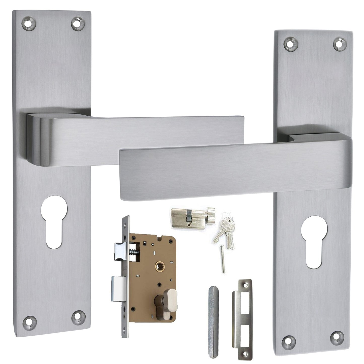 Heavy Duty Zinc Mortise Door Lock, Silver Satin Finish (O-33)