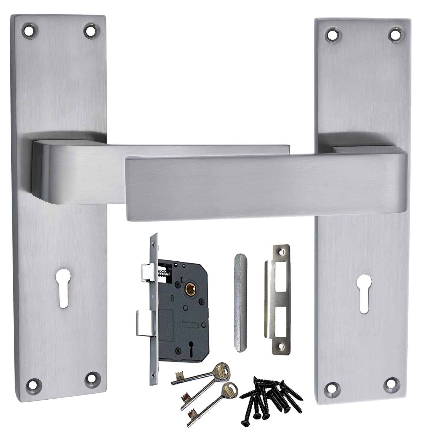 Heavy Duty Zinc Mortise Door Lock, Silver Satin Finish (O-33)