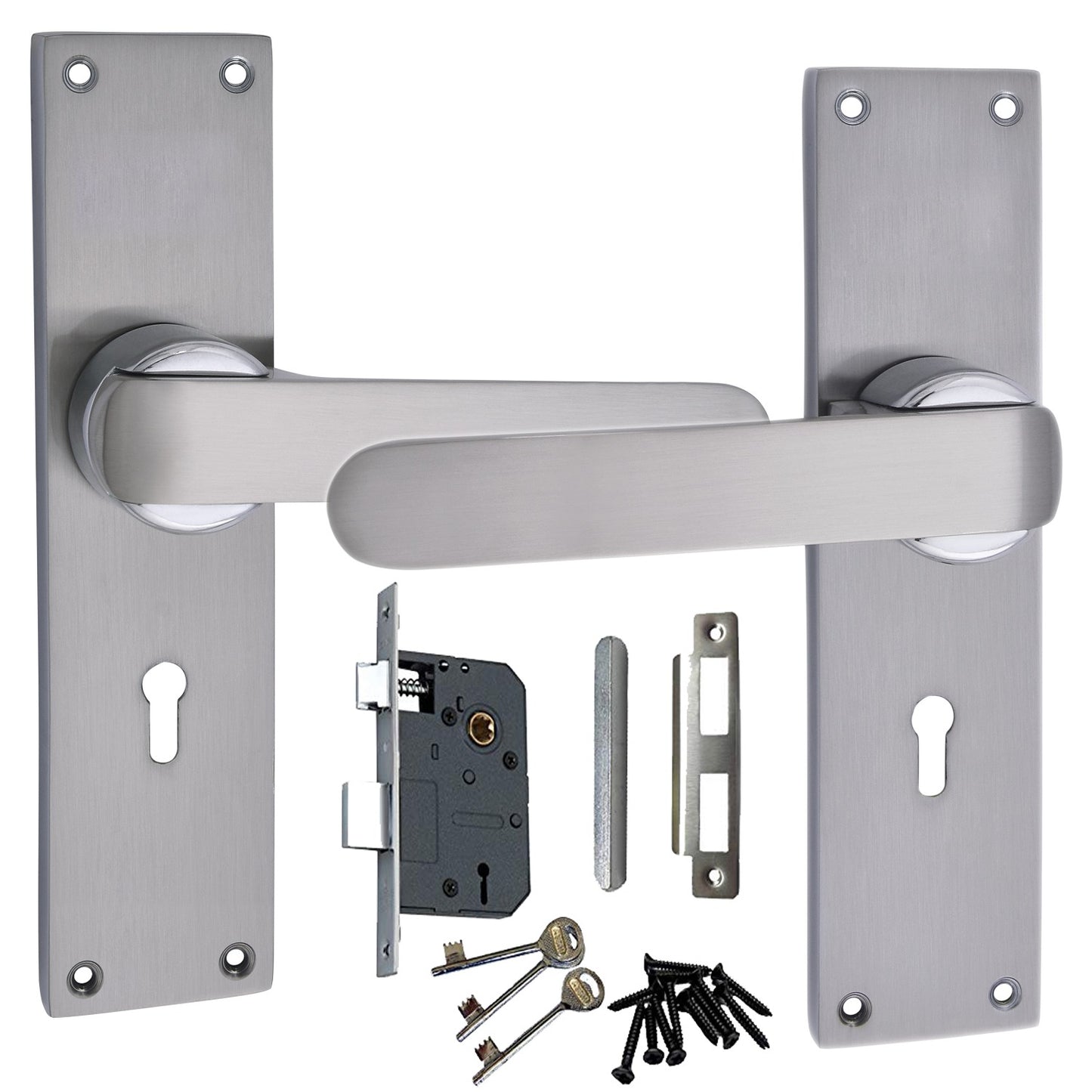 Heavy Duty Zinc Mortise Door Lock, Silver Satin Finish (8 inch) (O-35)