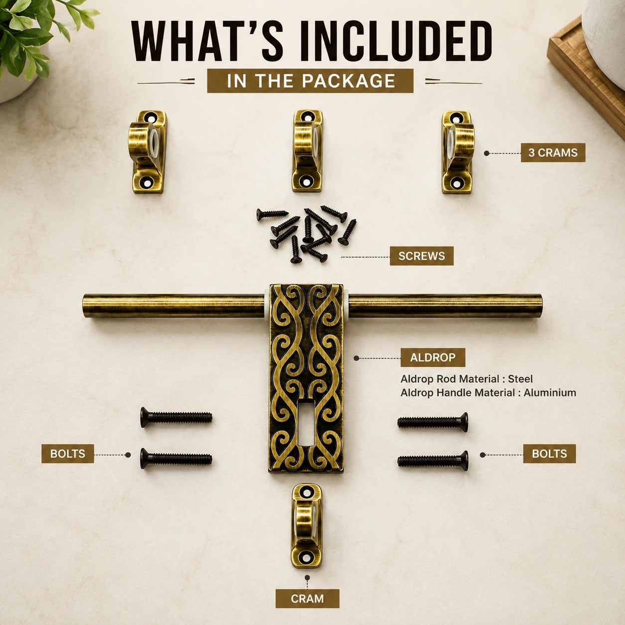 Vine 12 Inch Antique Aldrop | Designer Door Aldrop