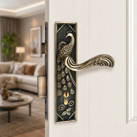 Heavy Duty Mortise Door Lock with One Sided Key for Bedroom, Brass Antique Finish (3 Keys) (MAYURCYOSK70)