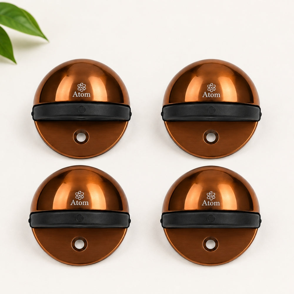 D-Type Door Stopper | Premium Zinc Door Stopper in SS, Antique, Black & Rose Gold (Pack of 4)