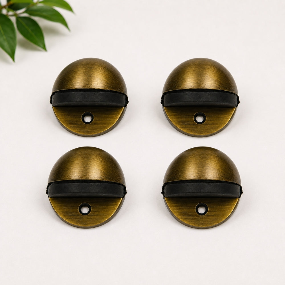 D-Type Door Stopper | Premium Zinc Door Stopper in SS, Antique, Black & Rose Gold (Pack of 4)