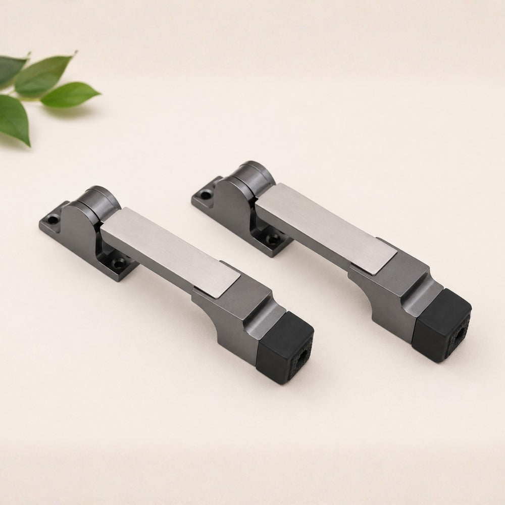 Zinc Door Stopper, Black Silver & CPSS (Pack of 2) (DS004)