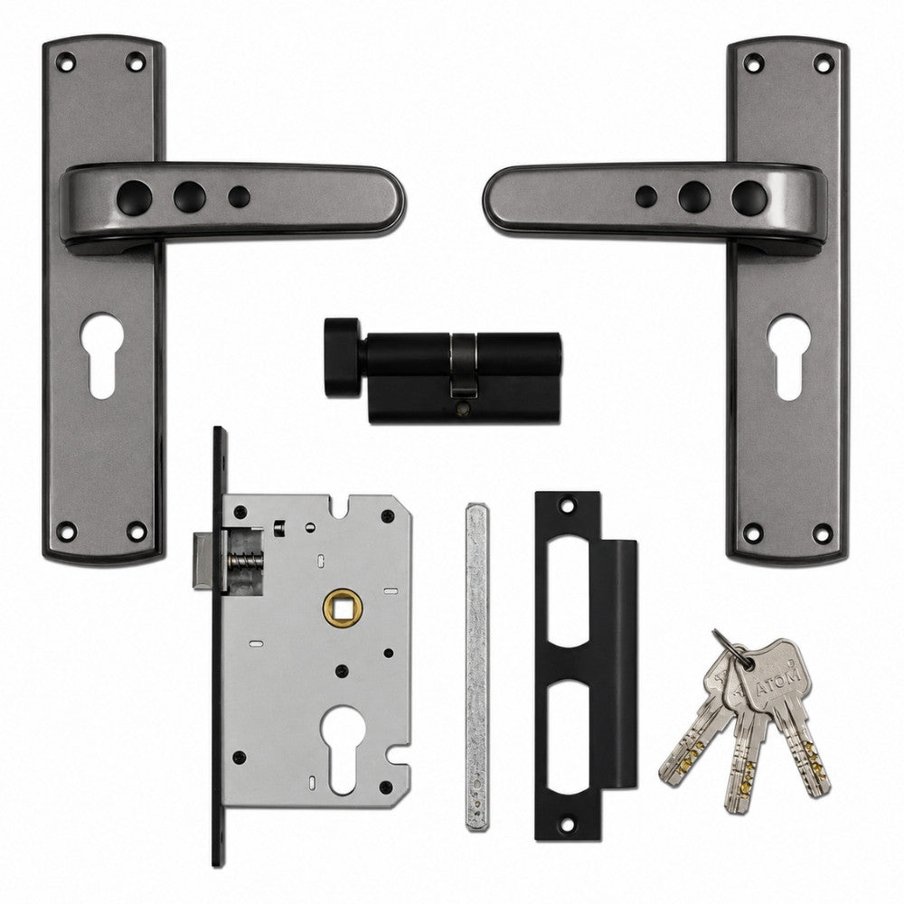 Heavy Duty Zinc Mortise Door Lock, Black Gray Finish (8 inch) (O65)
