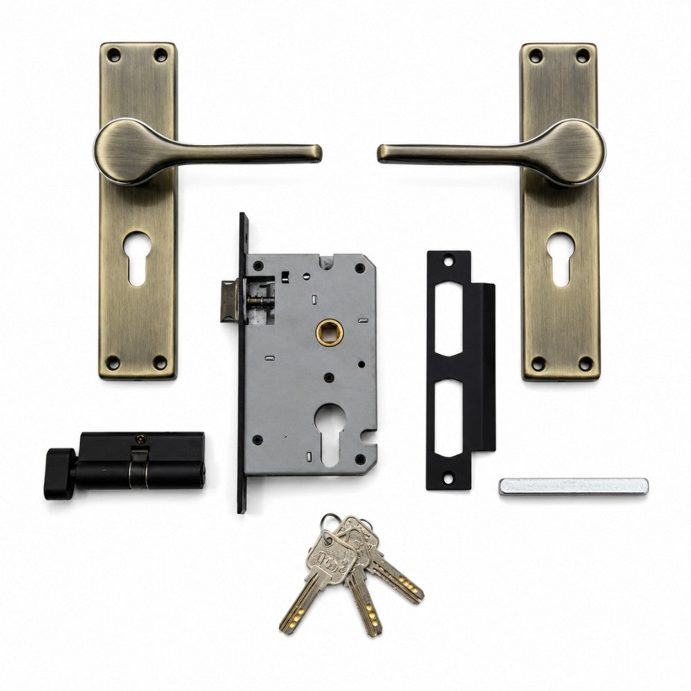 Heavy Duty Zinc Mortise Door Lock, Finish CP Satin, Brass Antique (8 inch) (O-50)