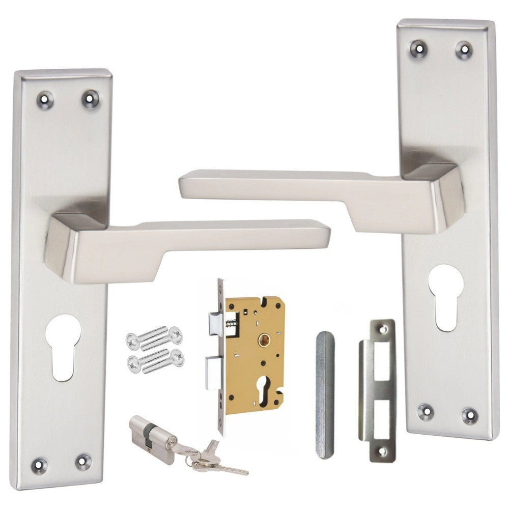Heavy Duty Aluminium Mortise Door Lock, Silver Satin Finish (8 inch) (AL-61)