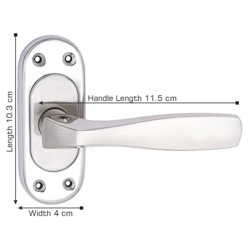 Stainless Steel Mortise Door Handle Set with Lock Body, Silver Satin Finish (Panda)