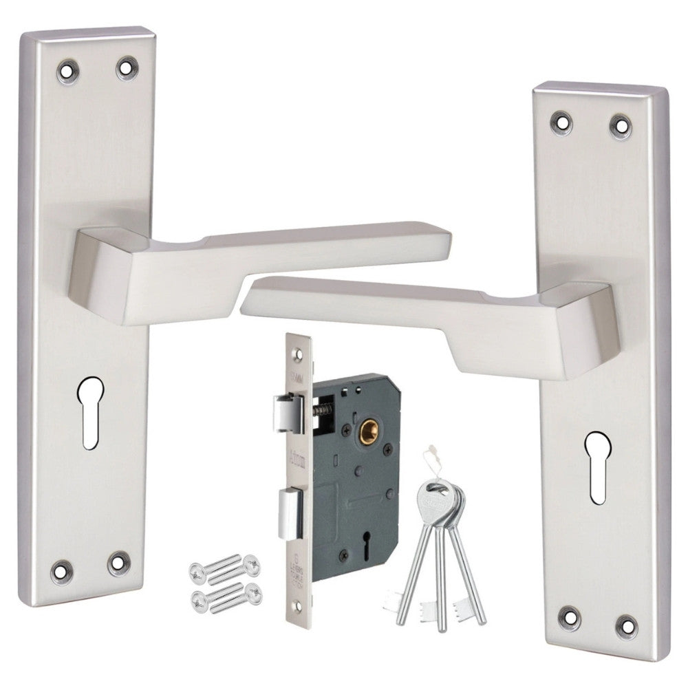 Heavy Duty Aluminium Mortise Door Lock, Silver Satin Finish (8 inch) (AL-61)