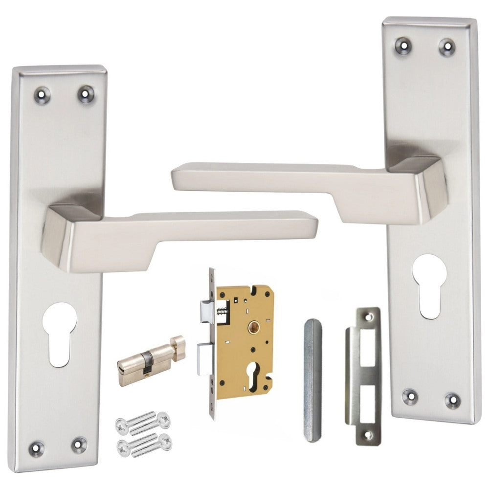 Heavy Duty Aluminium Mortise Door Lock, Silver Satin Finish (8 inch) (AL-61)
