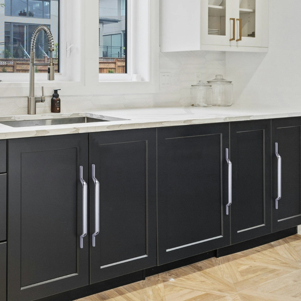 Zinc Cabinet Handle, Finish Satin Black & CP, (6 Pack) (CH207)