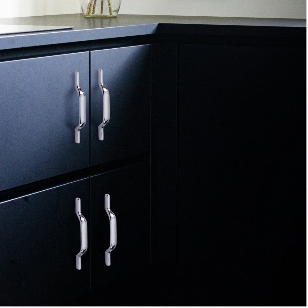 Zinc Cabinet Handle, Finish Satin Black & CP, (6 Pack) (CH207)