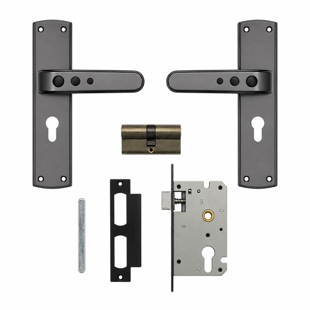 Heavy Duty Zinc Mortise Door Lock, Black Gray Finish (8 inch) (O65)